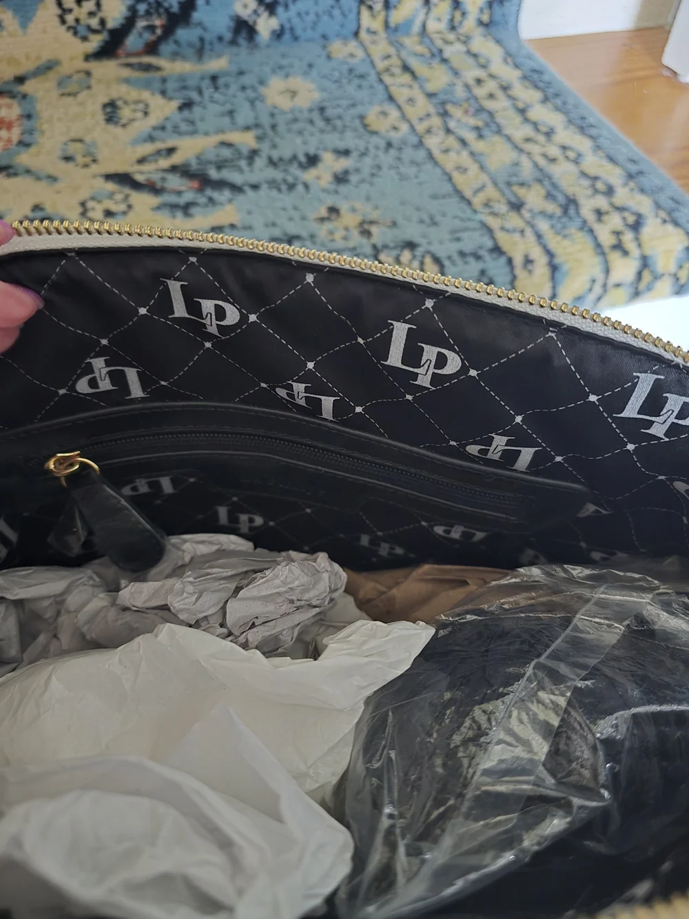 La Philipe Pink Accent Graphic Dome Satchel